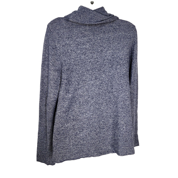 Chicos Sweater Womens Size 2 Large Cashmere Blend Blue Marled Cowl Turtleneck - Picture 2 of 9